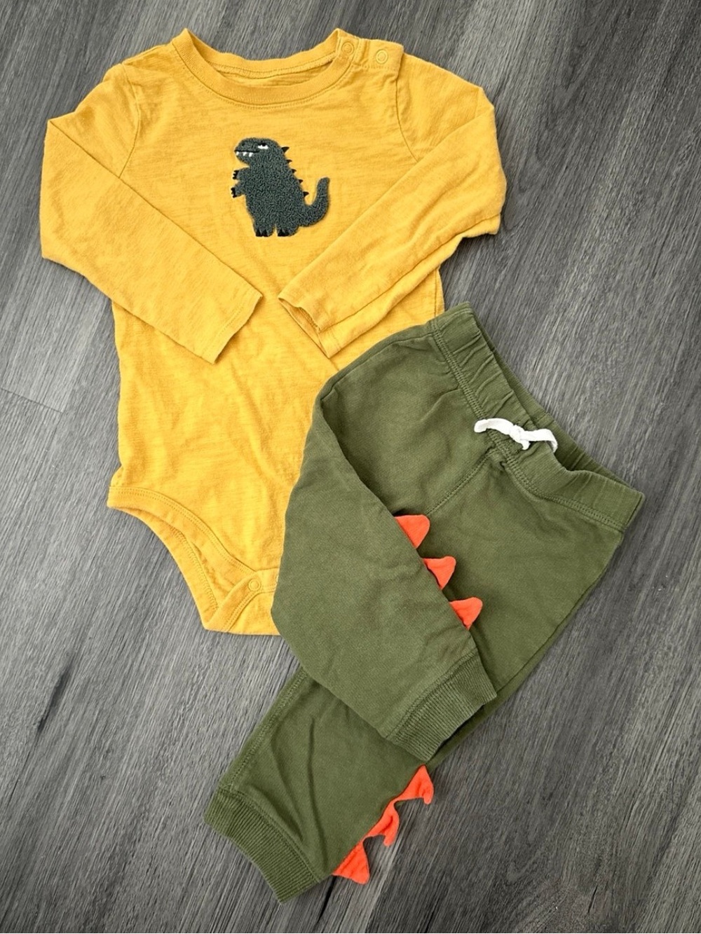 Garanimals Mustard embroidered Dinosaur Bodysuit + pants
